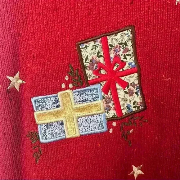 Victoria Jones Vintage Christmas Vest Embroidered Patches Wool Blend Womens 1X - Picture 7 of 10